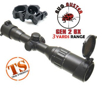 Leapers 6x32AO Bug Buster Compact Scope, Gen 2, Illuminated Mil-Dot Reticle, 1/4 MOA, 1 Tube, See-Thru Weaver Rings