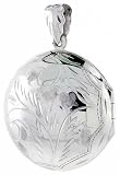 Large Sterling Silver Hand Engraved Round Locket, 1 3/16 (30mm)
