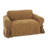 Classic Slipcovers Heavy Microsuede Loveseat Slipcover, Cappuccino