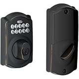 Schlage BE369NX Camelot 716 Home Keypad Deadbolt with Z-Wave Technology, Aged Bronze