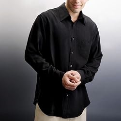 Sandals Cay Men's Black Herringbone Silk Shirt