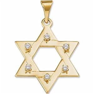 14Kt Yellow Gold Judaica Star of David Diamond Pendant