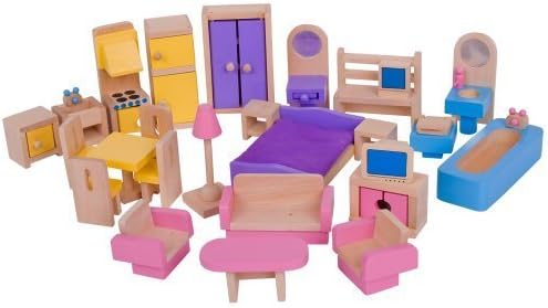 Bigjigs Toys JT116 Heritage Playset Dolls Furniture Set by Bigjigs Toys