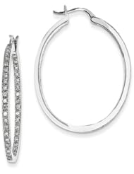 14k White Gold G-H SI2 Diamond Diamond In/Out Hoop Earrings. Carat Wt- 0.71ct