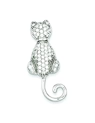 Sterling Silver Cubic Zirconia Cat Pin