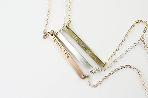 Double Sided Bar Monogrammed Necklace Reversible, Two Sided Coordinate Necklace Thin Bar