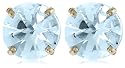 14k Choice of White or Yellow Gold 8mm Aquamarine Round Stud Earrings