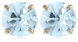 14k Choice of White or Yellow Gold 8mm Aquamarine Round Stud Earrings
