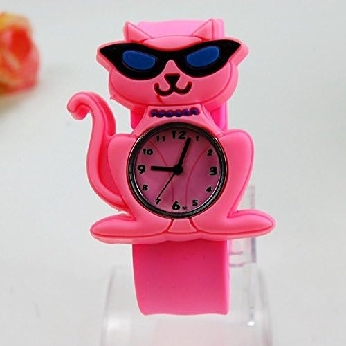 SunShine Day 2015 Hot Sale Fashion Cartoon Watch Cool Glasses Cat Kitty Watches Woman Children Kids Watch Mix Color