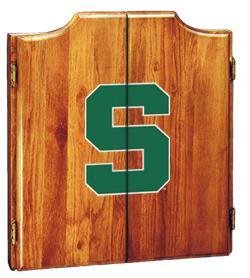 Michigan State Dartboard & Cabinet - Oak Finish - NCAA Team
