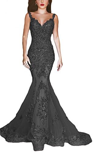 Juhabridal Open Back Lace Appliques Mermaid Evening Dresses Spaghetti Straps JHB029