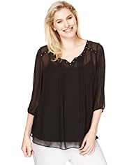 Plus Stud Embellished Blouse with Camisole