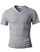 H2H Men's Vintage Eyelet T-Shirts with V-Neck Short Sleeve