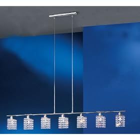 Eglo 85359A Pyton, Chrome Crystal, 7-Light Pendant Light Fixture by Eglo
