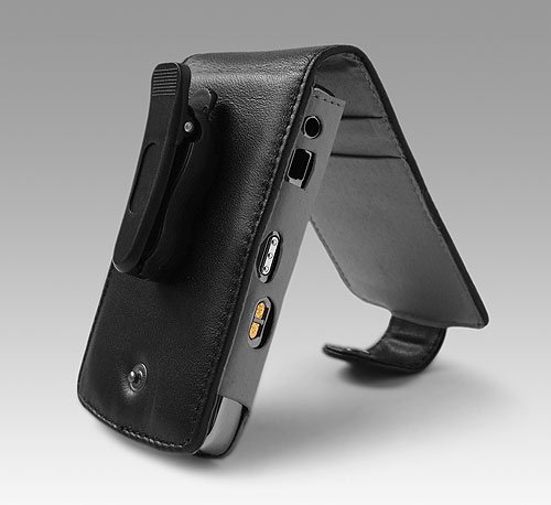 Black Leather Clip Case with Card Holder for Blackberry 8800
