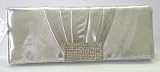 Italy Style PU Evening Bag w/ Clear Crystle Hardware Buckle,Flap Over Button Closure, Long Shoulder Chain for Comvenient Carry.Size at 5.5
