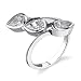 Triad of Glamour: Sterling Silver Art Deco Style Size 7 Right Hand Ring with Bezel set Teardrop CZ Diamonds