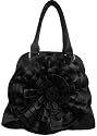 Ladies Black Rose Designer Inspired Shoulder Handbag