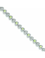 Genuine .925 Sterling Silver Peridot Diamond Bracelet 7.6 Grams . 100% Satisfaction Guaranteed.