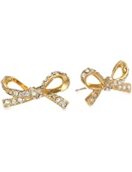 kate spade new york Skinny Mini Pave Bow Gold Colored Stud Earrings