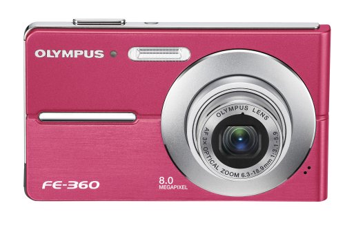 Olympus FE360 8MP Digital Camera with 3x Optical Dual Zoom (Pink)