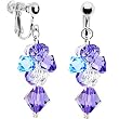 Handcrafted Blue Amethyst Crystal Cascading Drop Clip Earrings