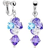 Handcrafted Blue Amethyst Crystal Cascading Drop Clip Earrings