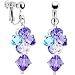 Handcrafted Blue Amethyst Crystal Cascading Drop Clip Earrings