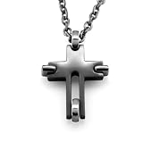 Men's Grey Titanium Movable Cross Pendant, 20