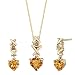 Jewelry : Uniquely Dreamy 1.57 cts Heart Shape Citrine Pendant Earrings Set 14Kt Yellow Gold