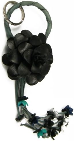 JJeShopping Amaryllis Flower Women's Leather Keychain, Black