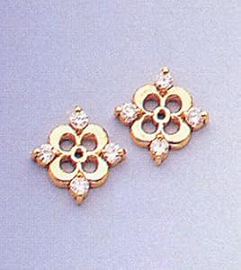 14 Karat Yellow Gold 0.25ct Diamond Earring Jackets 3/8