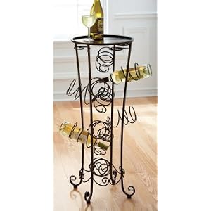 New CBK WINE CABINET EA 1 TABLE SHAPEHOLDS 10 BOTTLES IN SPIRALSANTIQUE BROWN GOLDIRON... by 
