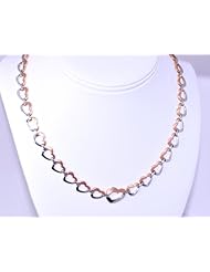 14K Two Tone Gold Heart Chain Necklace