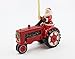 Fine Ceramic Hand Painted Christmas Santa Driving Farm Tractor Tree Ornament Figurine, 4