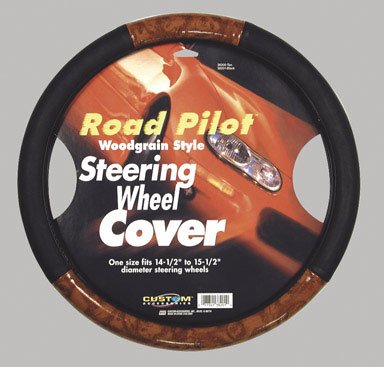 Woodgrain Style Steering Wheel Cover, Black Road Pilot