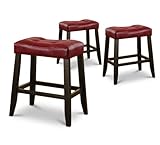 3 24" Saddle Back Bar Stools with Red Cushion Black Legs