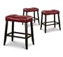 3 24" Saddle Back Bar Stools with Red Cushion Black Legs