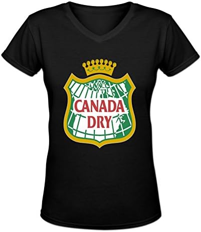 Women's Canada Dry Gingerale Pop Soda V Neck Short Sleeve Tee S Black