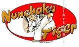 Martial Arts T-shirt - Nunchaku Tiger (White T-shirt) - CHL, CHM, L, M, S, or XL