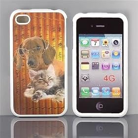 Plastic Colorful 3D Changing Dog and Cat Pattern Skin Cover/Case for iPhone 4G