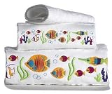 Fish Embroidored Bath Towel WHITE