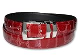 CROC CANDY APPLE RED Bonded Leather Belt Silver-Tone Buckle Regular