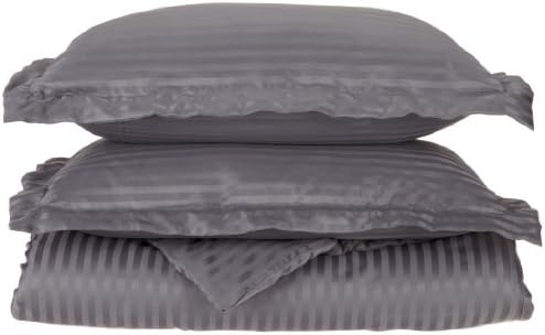1500 Series 100% Brushed Microfiber 3-piece King/California King Duvet Cover Set Stripe, Silver - Super Soft and Wrinkle Resistant