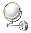Lighted Wall Mounted 5X to 1X Mirror, Hard Wired, Polished Chrome