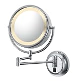 Lighted Wall Mounted 5X to 1X Mirror, Hard Wired, Polished Chrome