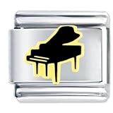 Black Grand Piano Music Italian Charms Bracelet Link