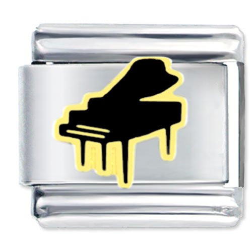 Black Grand Piano Music Italian Charms Bracelet Link