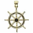 14kt Yellow Gold Ship's Helm Wheel Charm Pendant