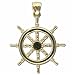 14kt Yellow Gold Ship's Helm Wheel Charm Pendant